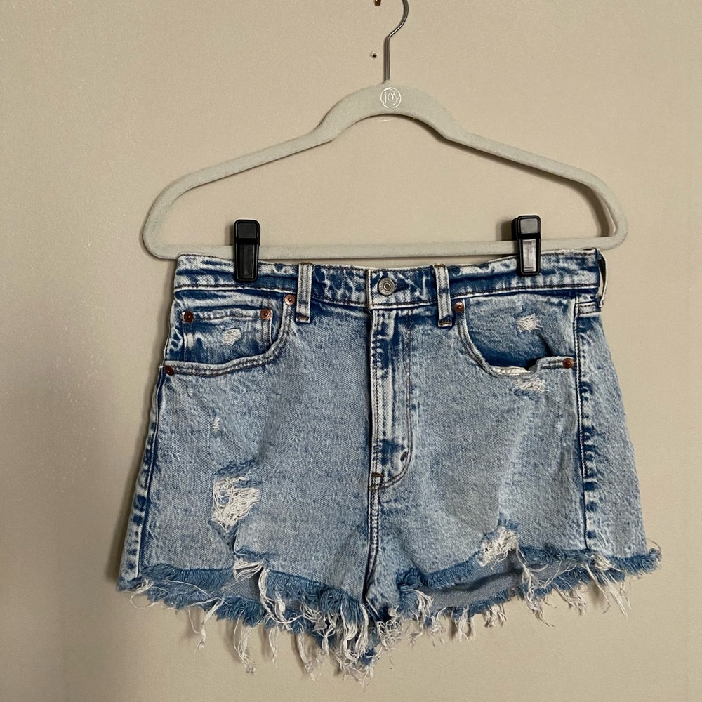 Abercrombie & Fitch Light Blue Distressed Jean Shorts